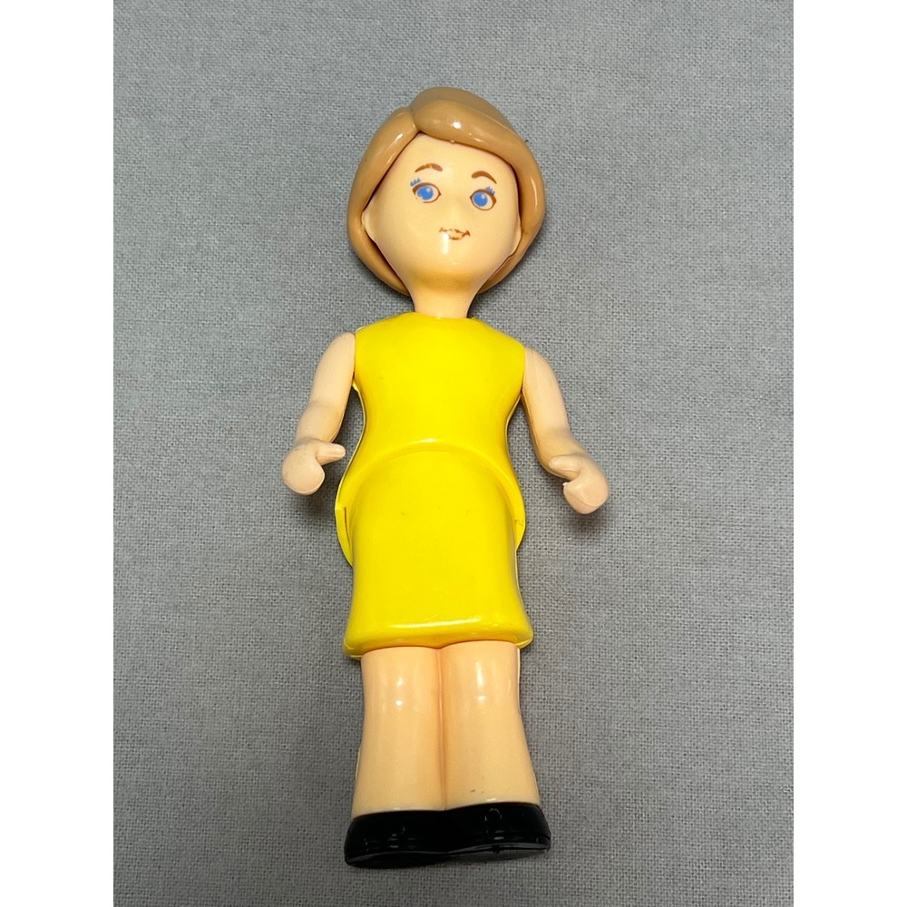 Fisher Price Loving Family Mom Doll Yellow Dress Blonde Hair 80s Vintage